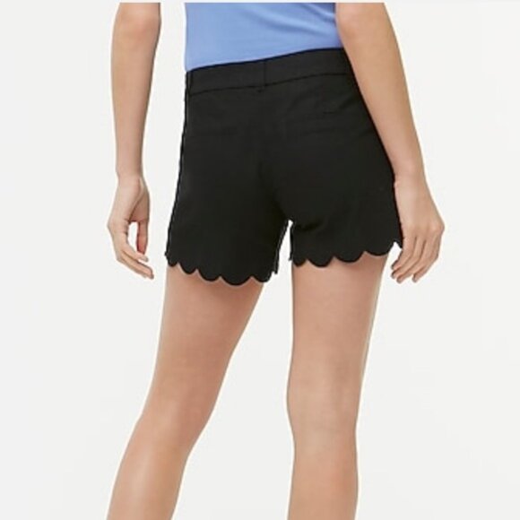 NWT J. Crew 4" Linen & Cotton Scalloped Shorts Size 6 Black Mid Rise Casual - Picture 3 of 7